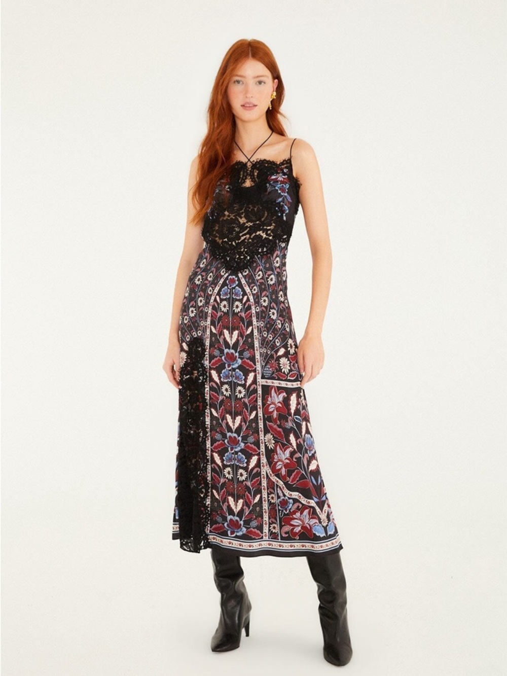Black Marcelle Lace Lenzing™
Ecovero™ Viscose Slip Midi Dress - Picture 6 of 11